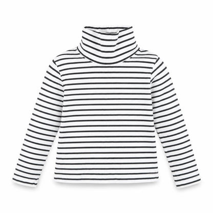Front view of George girls’ black striped pullover t-shirt, size 3, years