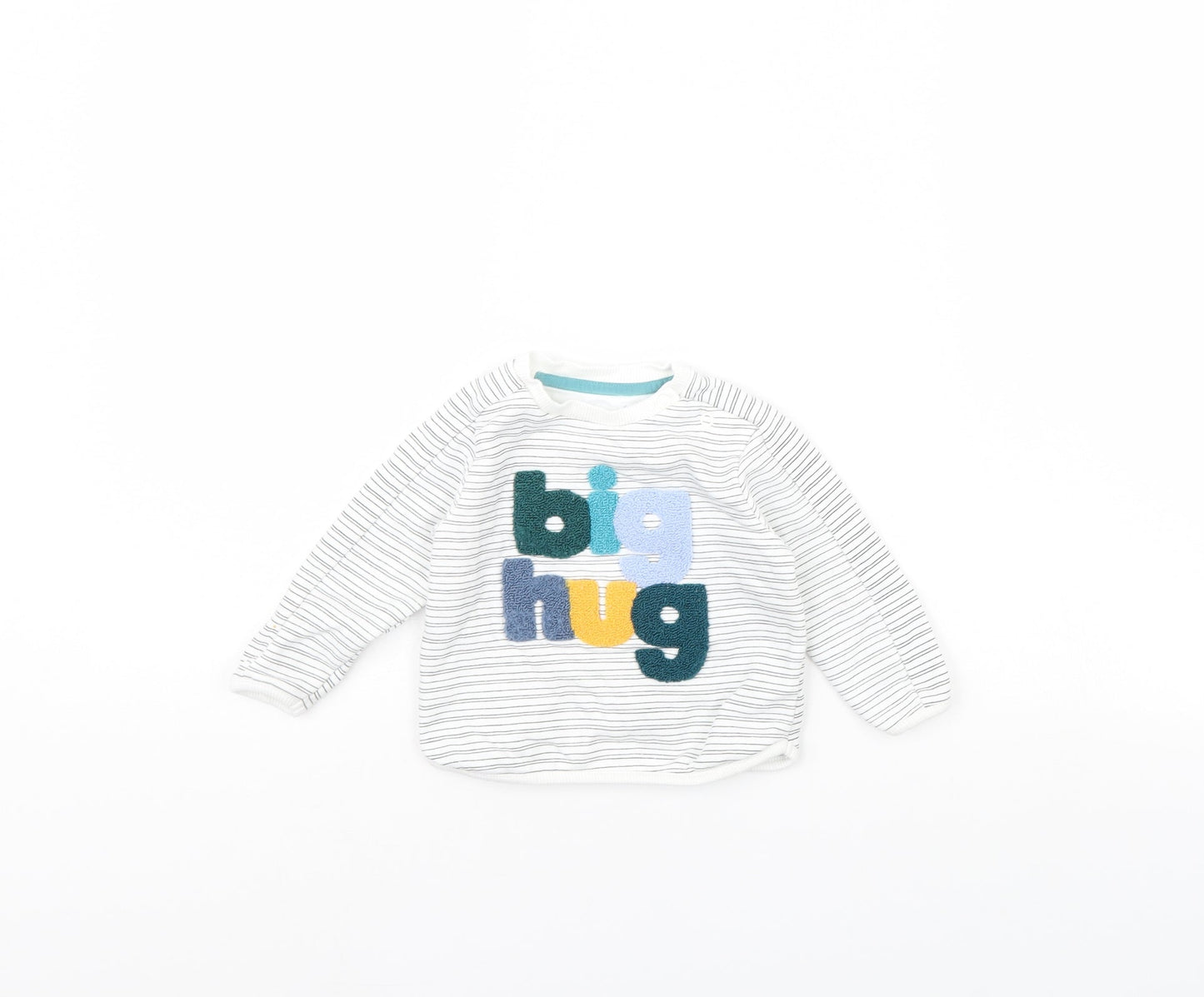 F&F Girls White Striped Rayon Pullover Jumper Size 3-6 Months