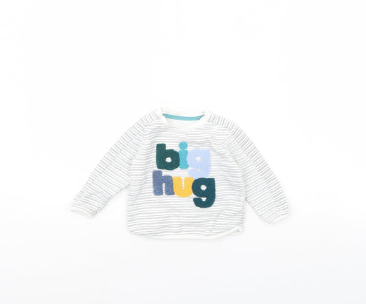 F&F Girls White Striped Rayon Pullover Jumper Size 3-6 Months