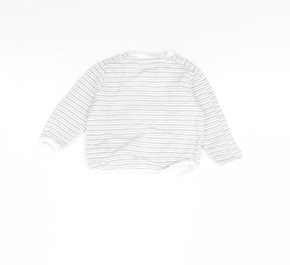 F&F Girls White Striped Rayon Pullover Jumper Size 3-6 Months