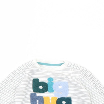 F&F Girls White Striped Rayon Pullover Jumper Size 3-6 Months