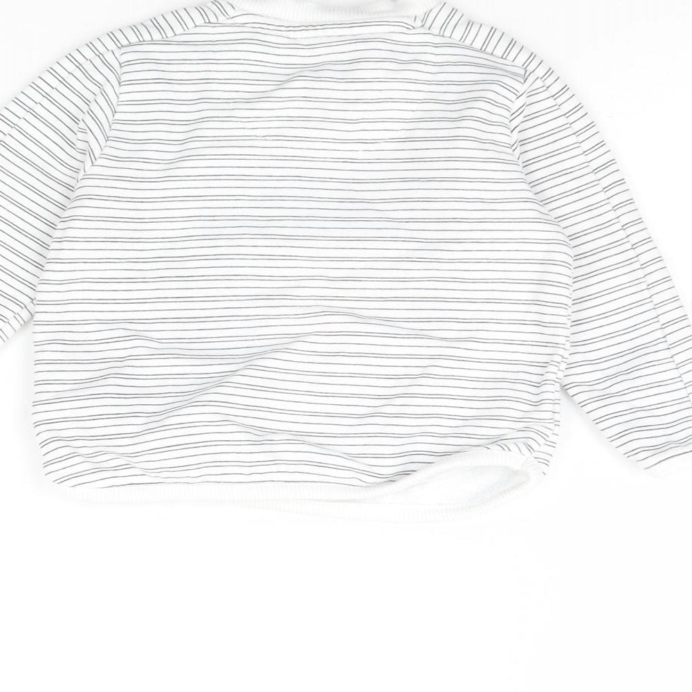 F&F Girls White Striped Rayon Pullover Jumper Size 3-6 Months