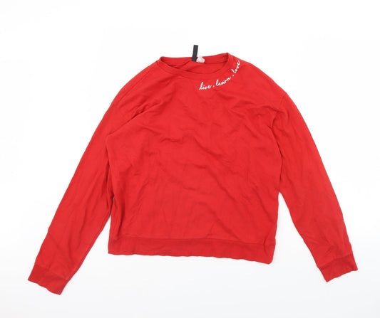 Womens UK Size S Divided Red Pullover Jumper