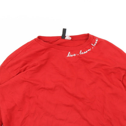 Womens UK Size S Divided Red Pullover Jumper
