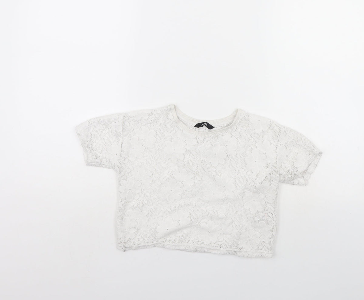 Additional front view of George girls’ white basic t-shirt, size 6, years