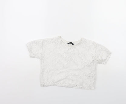 Additional front view of George girls’ white basic t-shirt, size 6, years