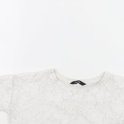 Close-up detail of George girls’ white basic t-shirt, size 6, years
