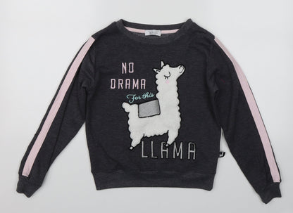 New Look Girls Grey   Pullover Sweatshirt Size S  - Llama
