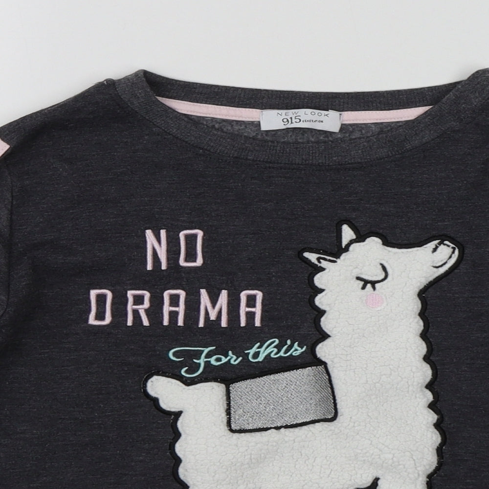 New Look Girls Grey   Pullover Sweatshirt Size S  - Llama
