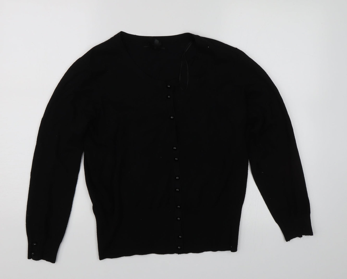 Womens UK Size M TEXT Black Cardigan Jumper