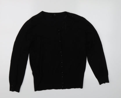 Womens UK Size M TEXT Black Cardigan Jumper