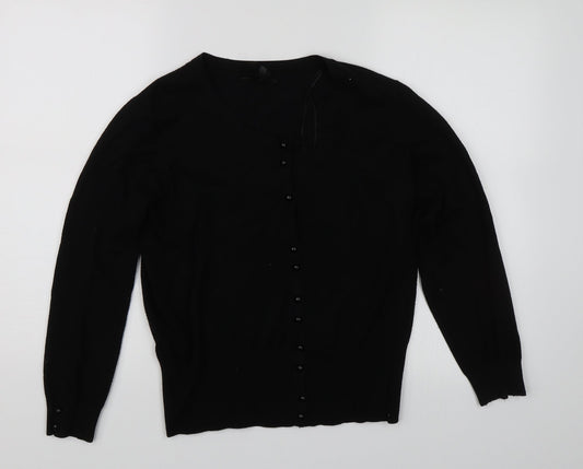 Womens UK Size M TEXT Black Cardigan Jumper