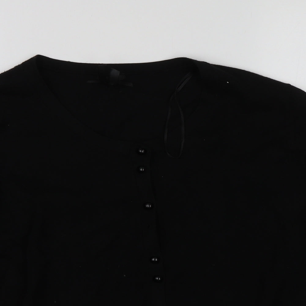 Womens UK Size M TEXT Black Cardigan Jumper
