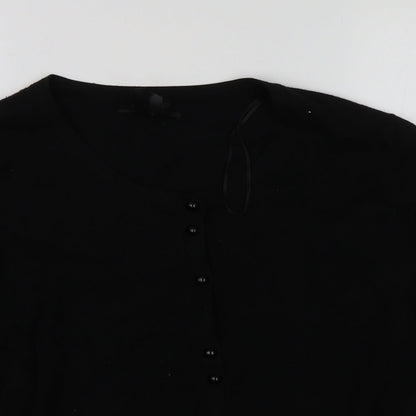 Womens UK Size M TEXT Black Cardigan Jumper