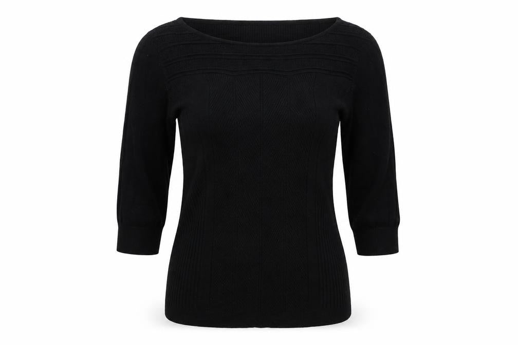 Per Una Womens Black Striped  Basic T-Shirt Size 12