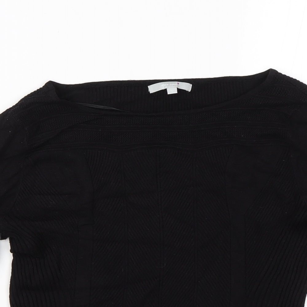Per Una Womens Black Striped  Basic T-Shirt Size 12