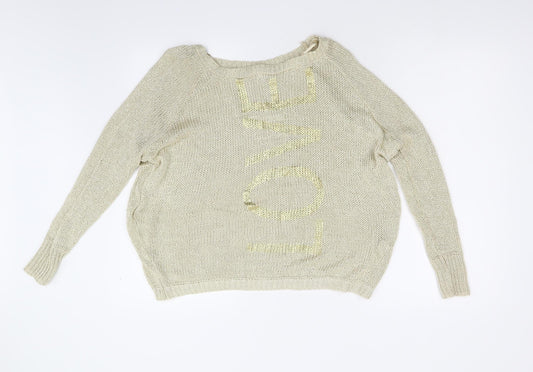 Womens UK Size 6 River Island Gold Pullover Jumper