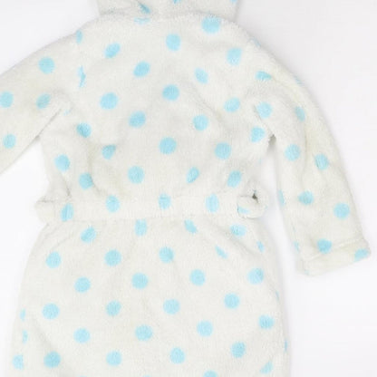 M&S Girls White Polka Dot Fleece  Gown Size 5-6 Years