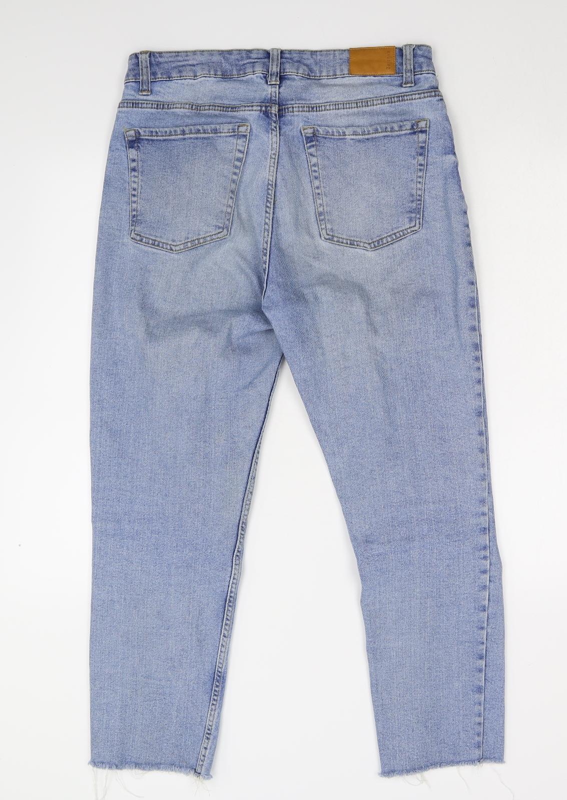 Bershka Womens Blue  Denim Cropped Jeans Size 40 L25 in