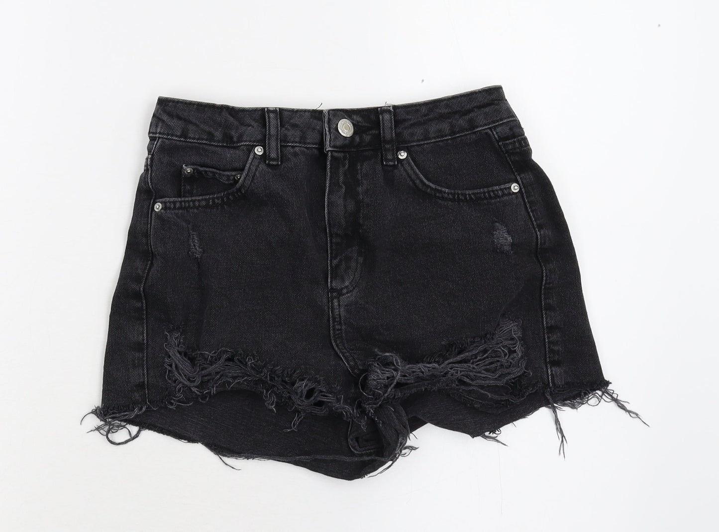 Topshop Womens Black  Damask Cut-Off Shorts Size 8