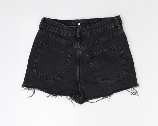 Topshop Womens Black  Damask Cut-Off Shorts Size 8
