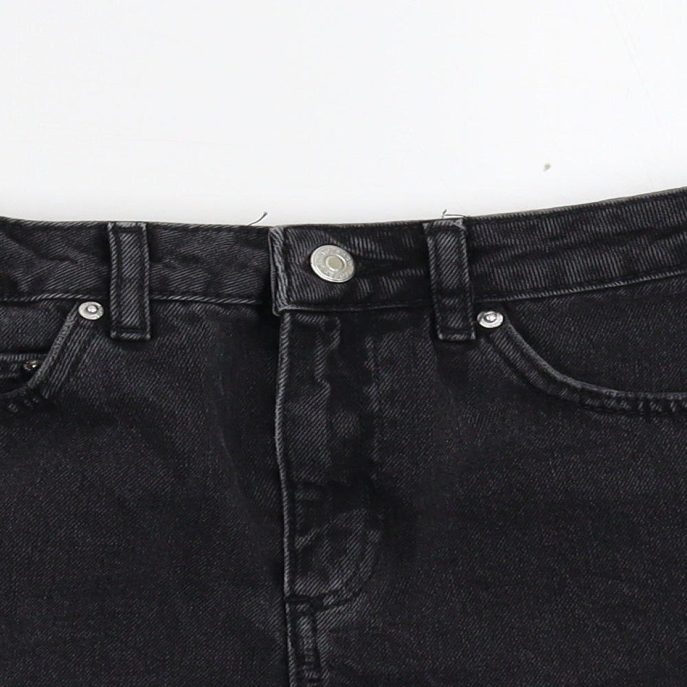 Topshop Womens Black  Damask Cut-Off Shorts Size 8