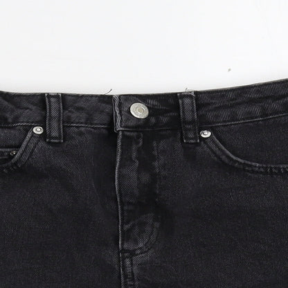 Topshop Womens Black  Damask Cut-Off Shorts Size 8