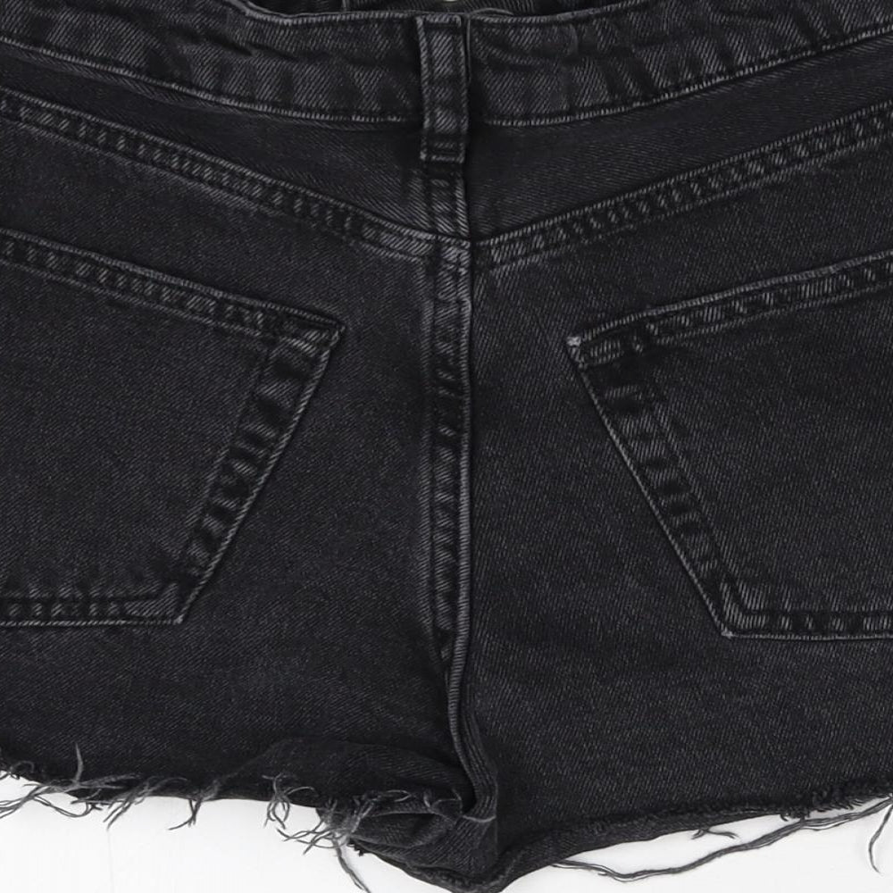 Topshop Womens Black  Damask Cut-Off Shorts Size 8
