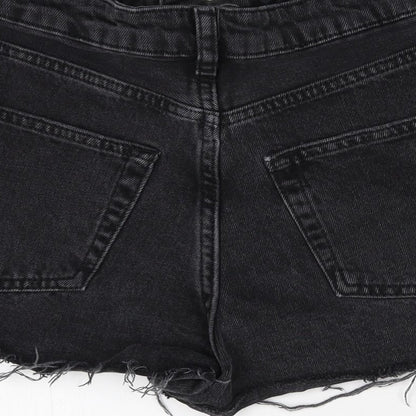 Topshop Womens Black  Damask Cut-Off Shorts Size 8