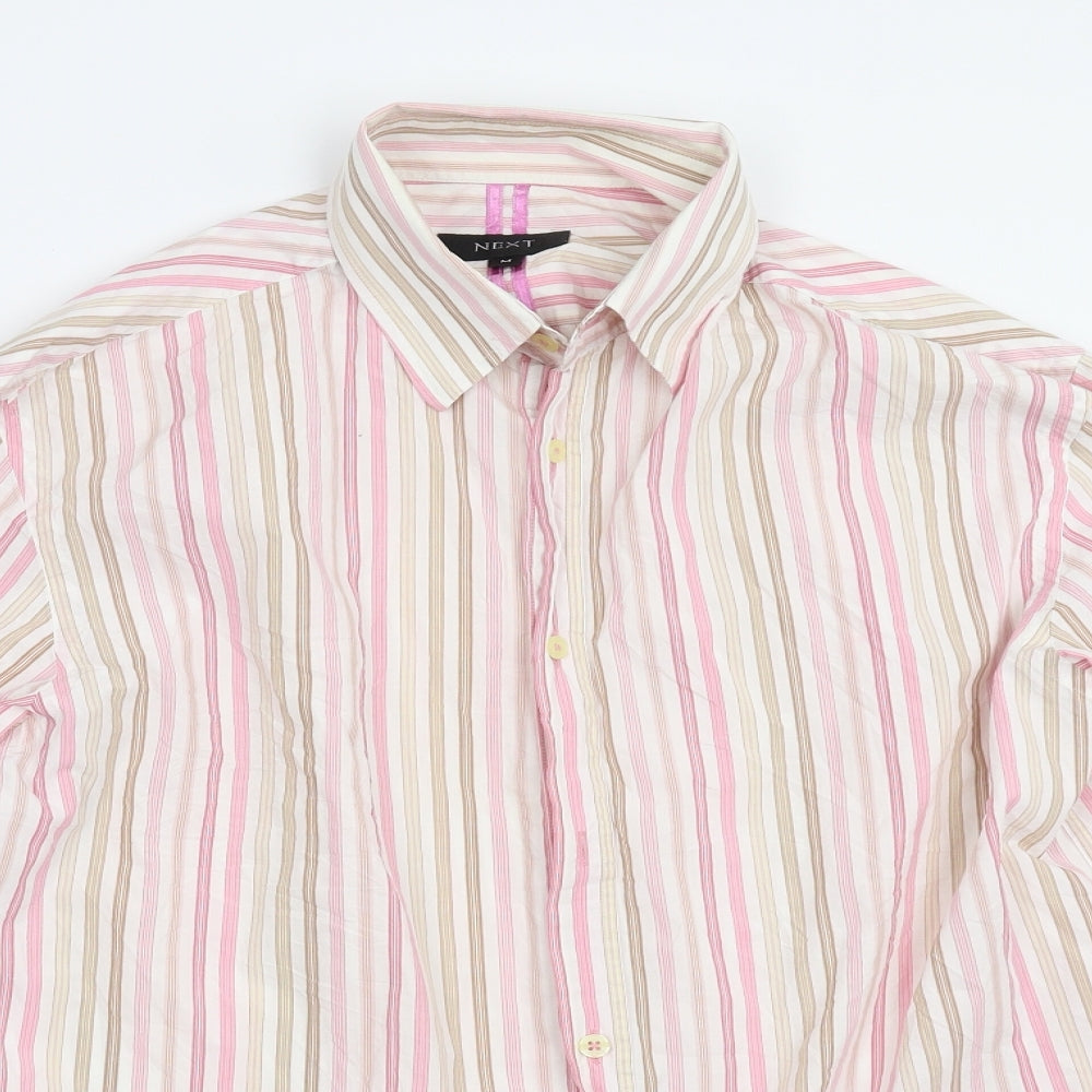 Mens UK Size M NEXT Pink  Button-Up Long Sleeve Casual Shirt