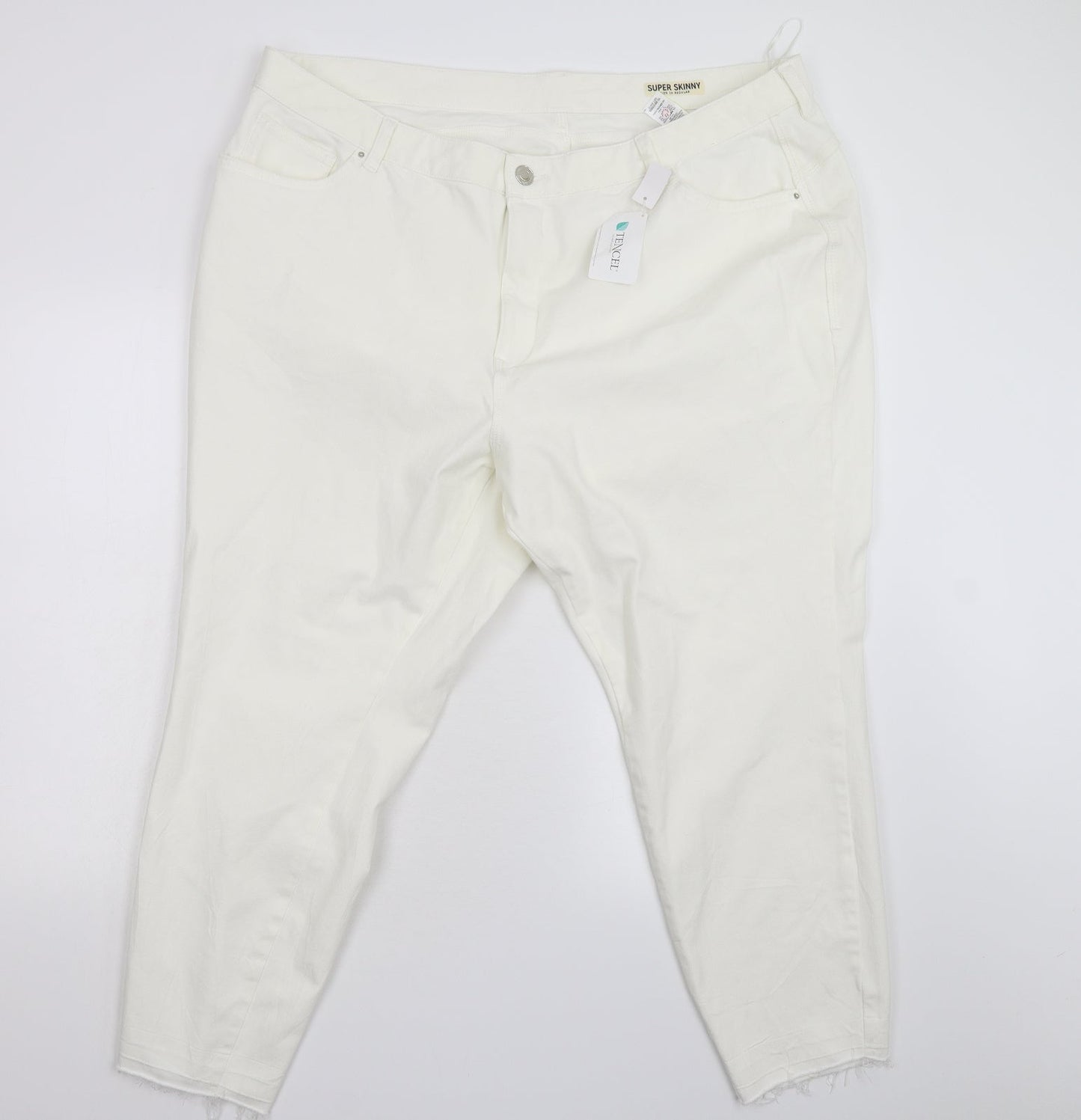 Womens UK Size 28 Preworn Regular Fit Skinny Ivory Jeans