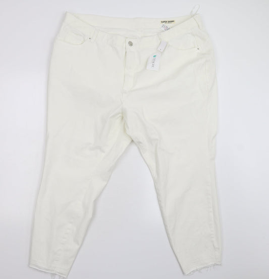 Womens UK Size 28 Preworn Regular Fit Skinny Ivory Jeans