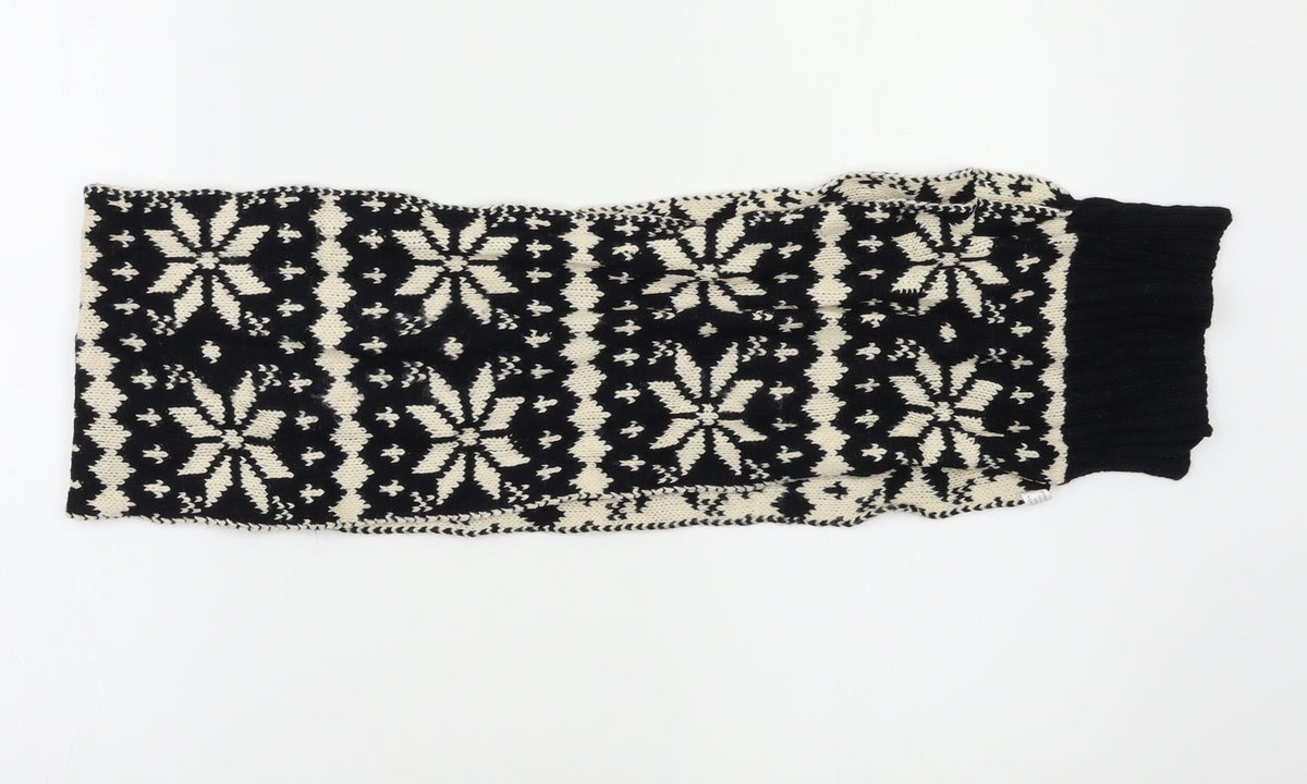 Front view of Preworn unisex black geometric scarf