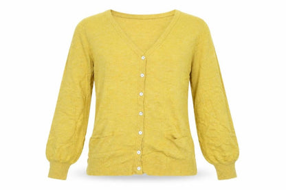 Womens UK Size S Preworn Yellow Cardigan Jumper