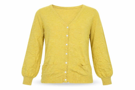 Womens UK Size S Preworn Yellow Cardigan Jumper