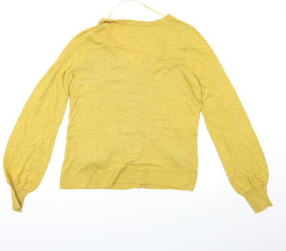 Womens UK Size S Preworn Yellow Cardigan Jumper