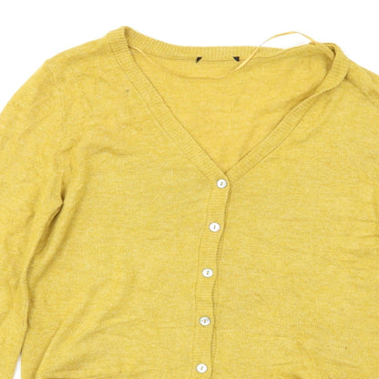 Womens UK Size S Preworn Yellow Cardigan Jumper