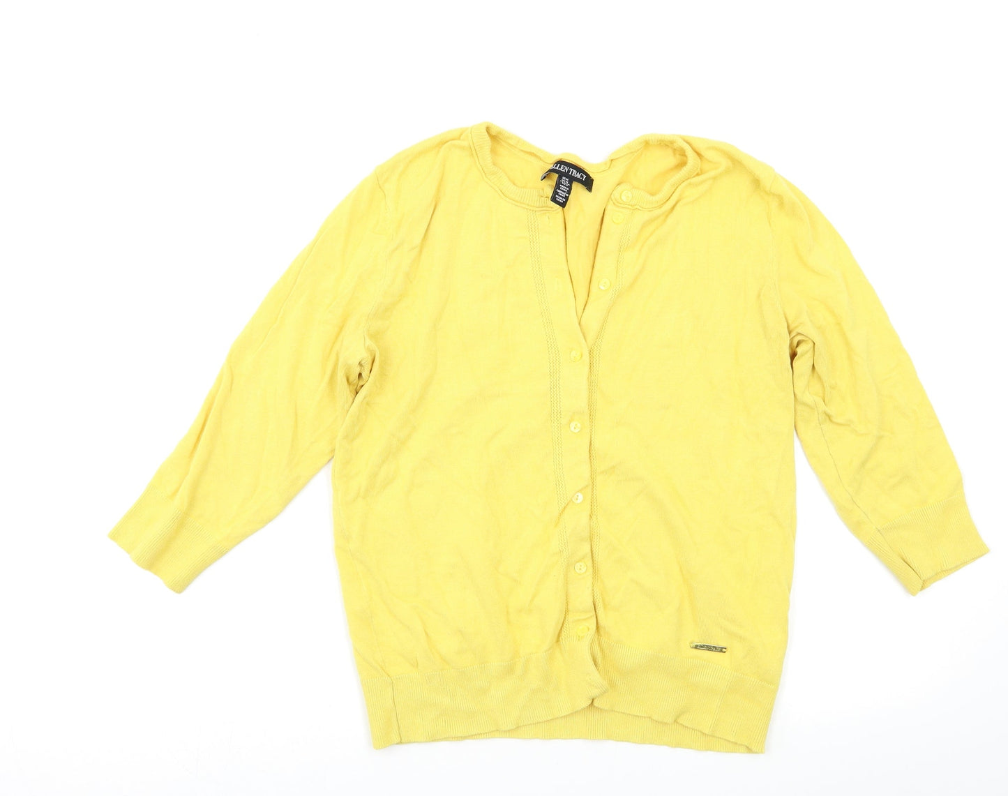Womens UK Size M Ellen Tracy Yellow Cardigan Jumper