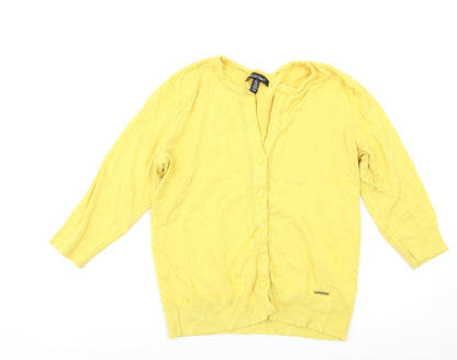 Womens UK Size M Ellen Tracy Yellow Cardigan Jumper