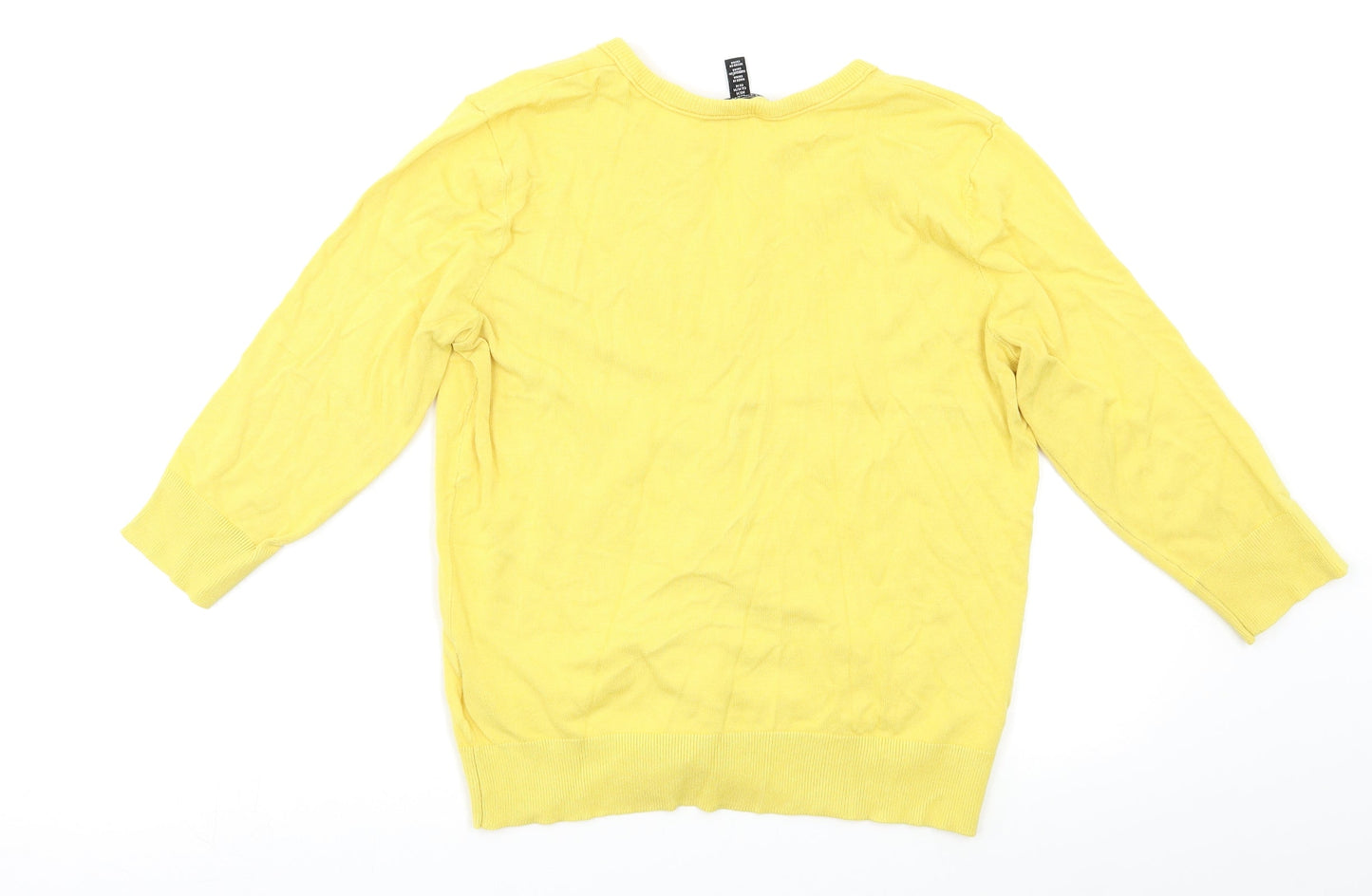 Womens UK Size M Ellen Tracy Yellow Cardigan Jumper