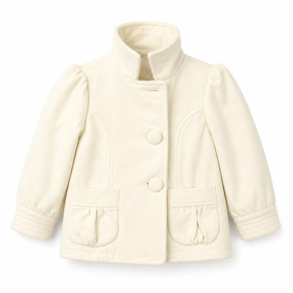Front view of New Look girls’ ivory pea coat coat, size 2, years