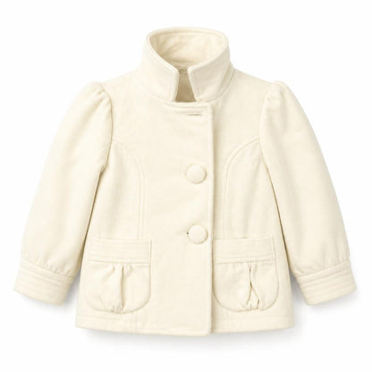 Front view of New Look girls’ ivory pea coat coat, size 2, years