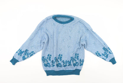 Womens UK Size  Preworn Blue Henley Jumper