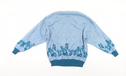 Womens UK Size  Preworn Blue Henley Jumper