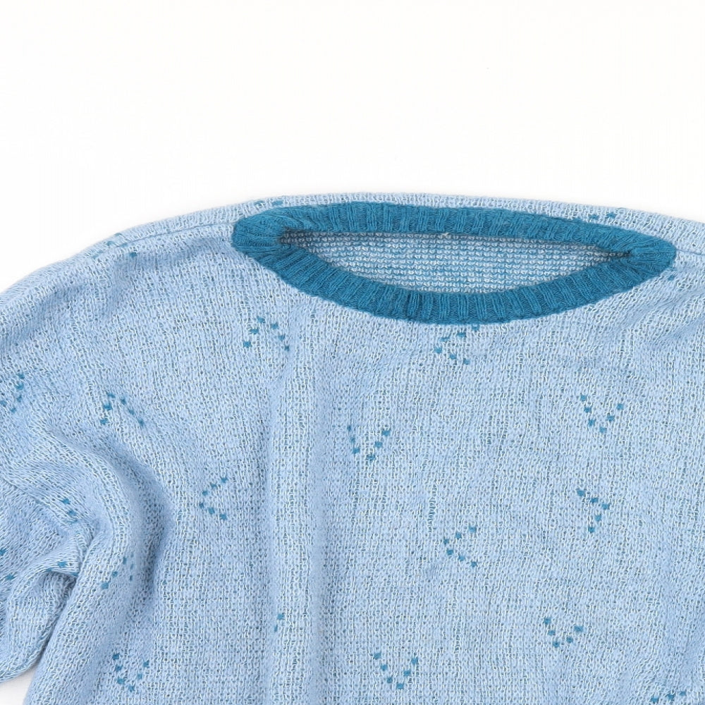 Womens UK Size  Preworn Blue Henley Jumper