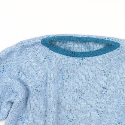 Womens UK Size  Preworn Blue Henley Jumper