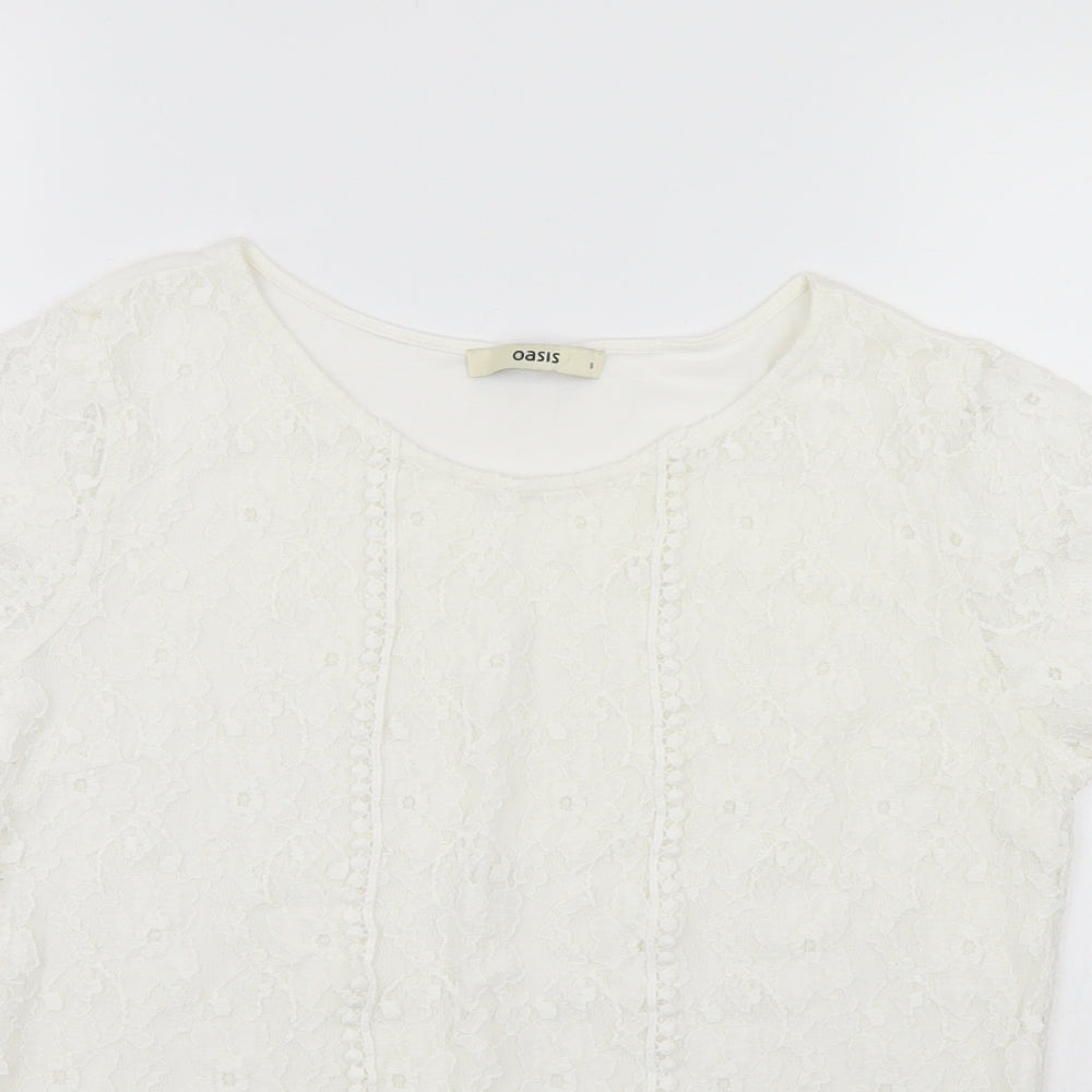 Womens UK Size S Oasis White Basic Blouse