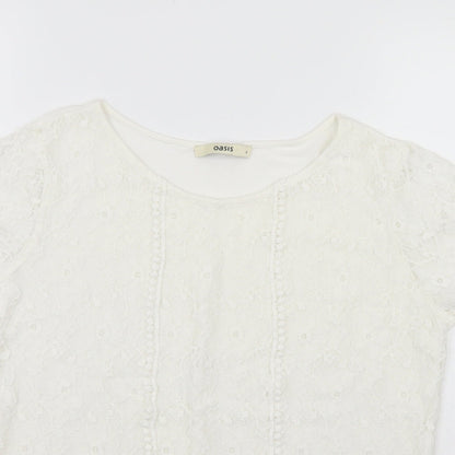Womens UK Size S Oasis White Basic Blouse