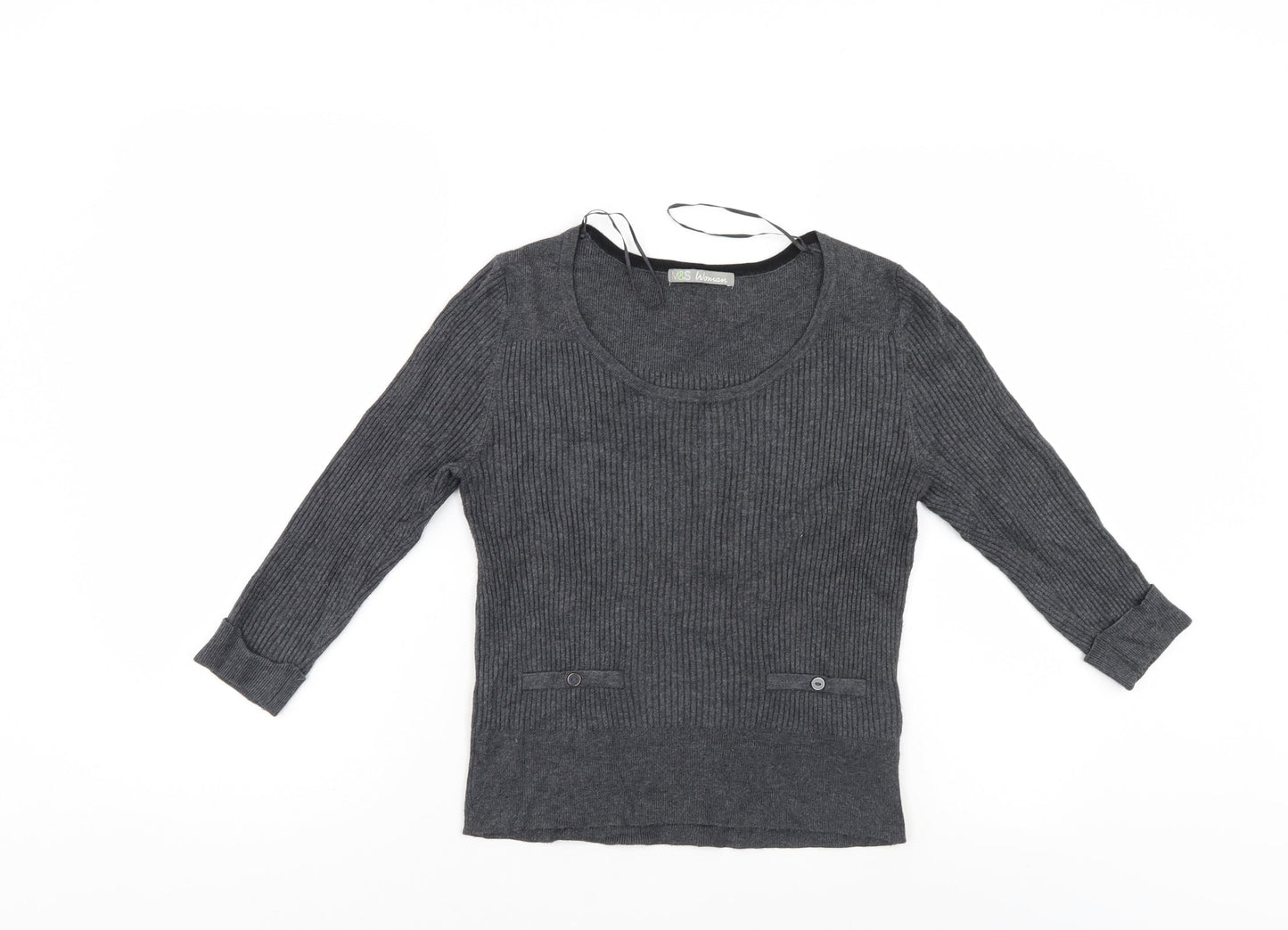 Womens UK Size 10 M&S Grey Pullover Jumper