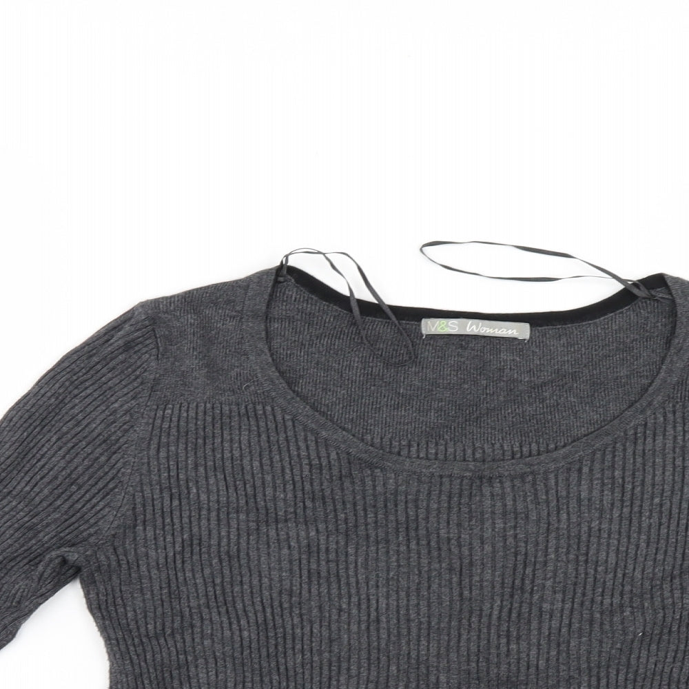 Womens UK Size 10 M&S Grey Pullover Jumper